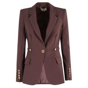 Elisabetta Franchi Single-Breasted Tailored Blazer With Gold-Tone Accents - NWT